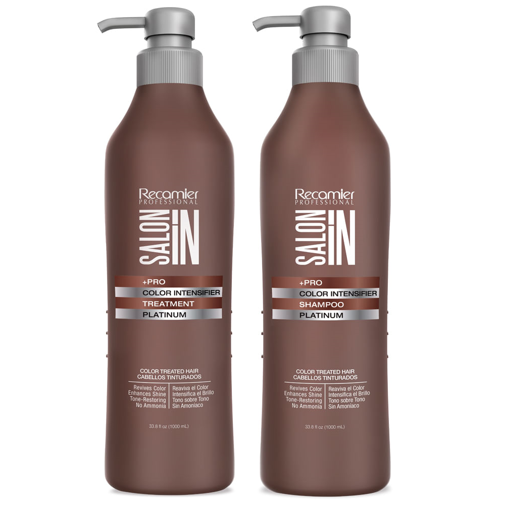 Recamier Professional Salon In +Pro Color Intensifier Hair Platinum Kit Shampoo and Treatment - Kit Tratamiento y Shampoo Intensificador de Color Platino para cabello