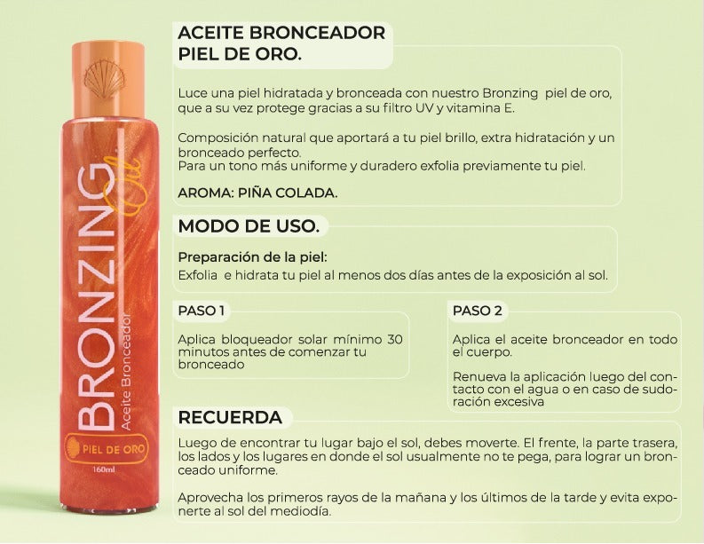 Skin Tanning Bronzing Oil for Perfect Tone by Syam 5.4oz - Aceite Bronceador Piel de Oro 5.41oz-160ml