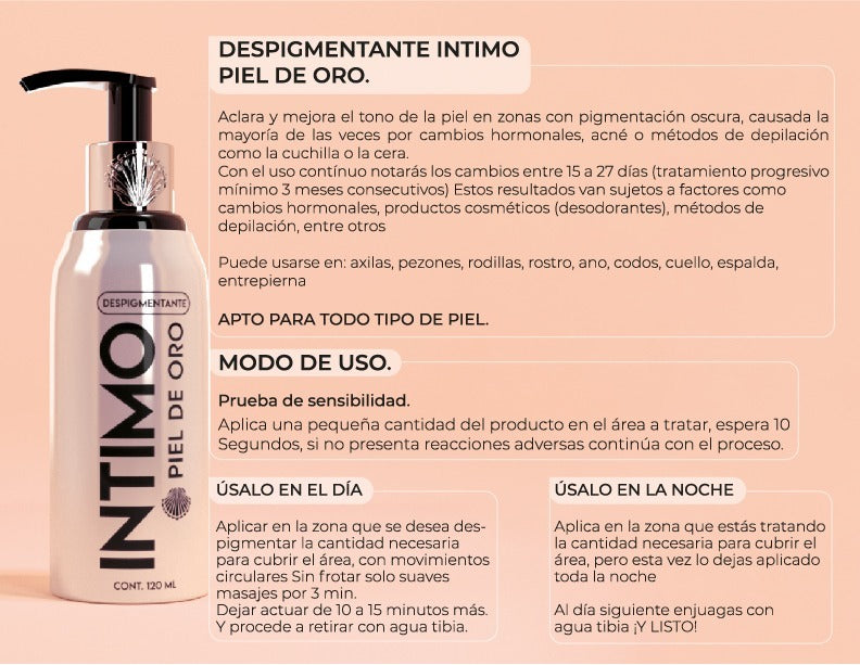 Intimate Skin Dark Spot Remover - Intimo Despigmentante Piel de Oro by Syam 3.4oz-100ml