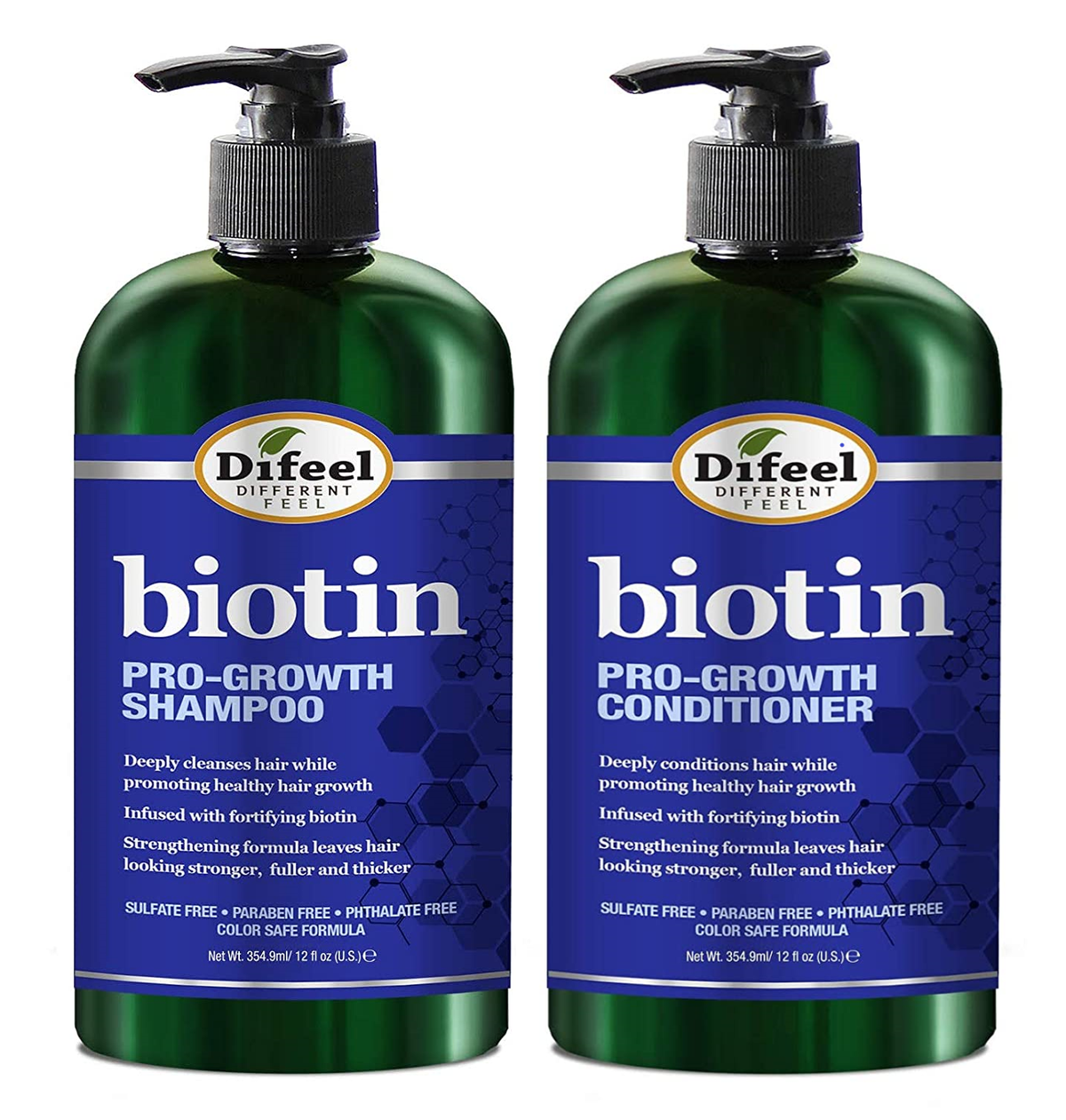 Difeel Biotin Pro-Growth Hair Shampoo and Conditioning Kit 2x12 fl oz