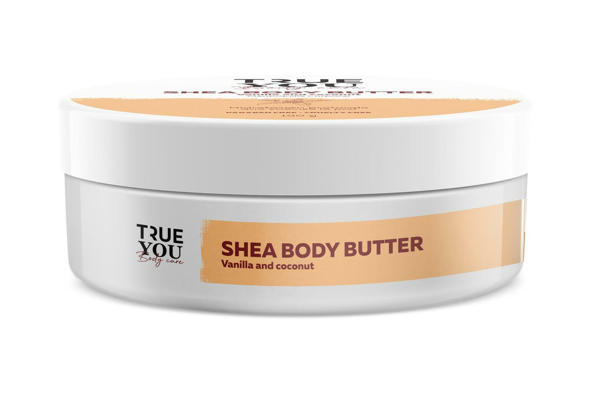 TRUE YOU Shea Body Butter Vanilla and Coconut with Natural Extracts and Vitamin E Hydrating Gentle Purifying Cleanser, For Daily Use, Day and Night Moisturizer 6.7 oz