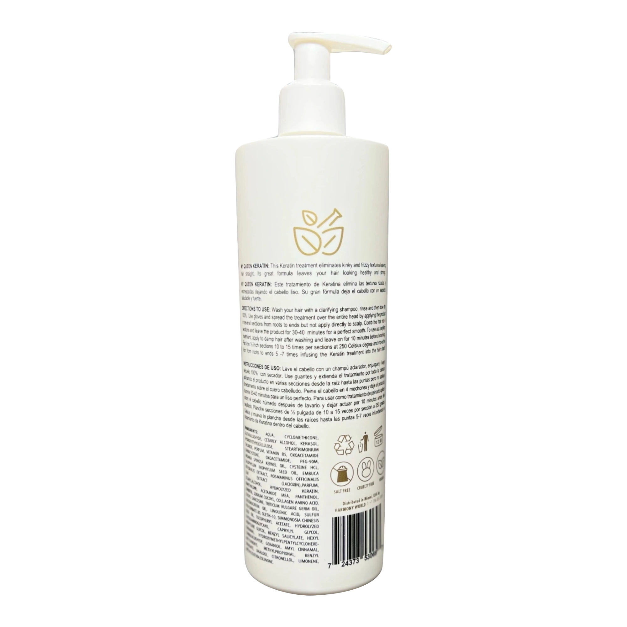 Hairmony My Queen Professional Hair Anti-Frizz Reconstruction Keratin Treatment 16oz - Tratamiento anti-Frizz Reconstructor para el cabello