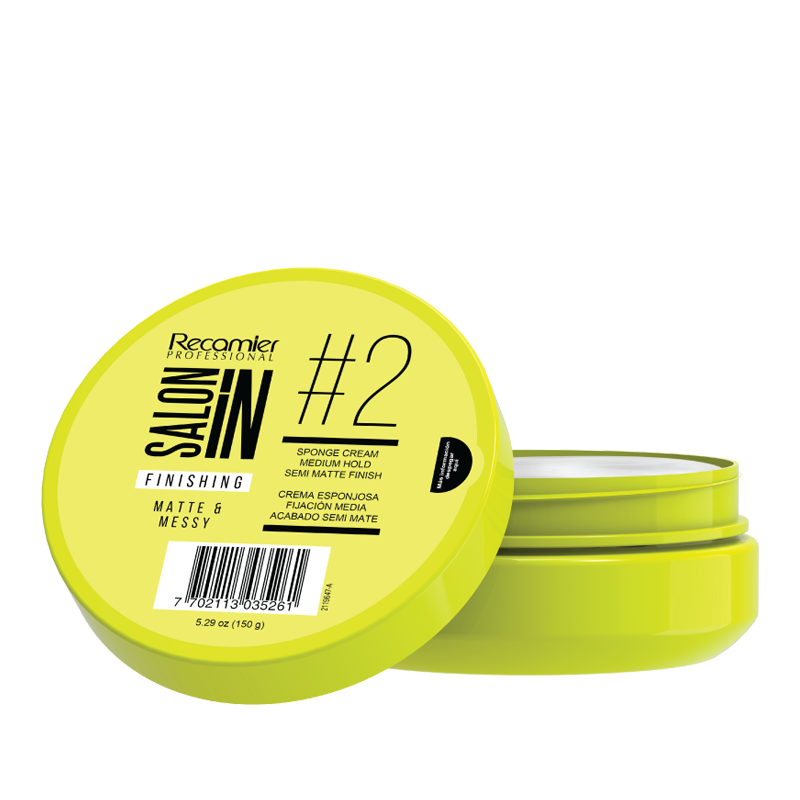 Recamier Professional Salon In Hair Finishing #2 Matte and Messy - Medium Hold 5.29oz - Crema esponjosa para crear peinados estilo desordenado