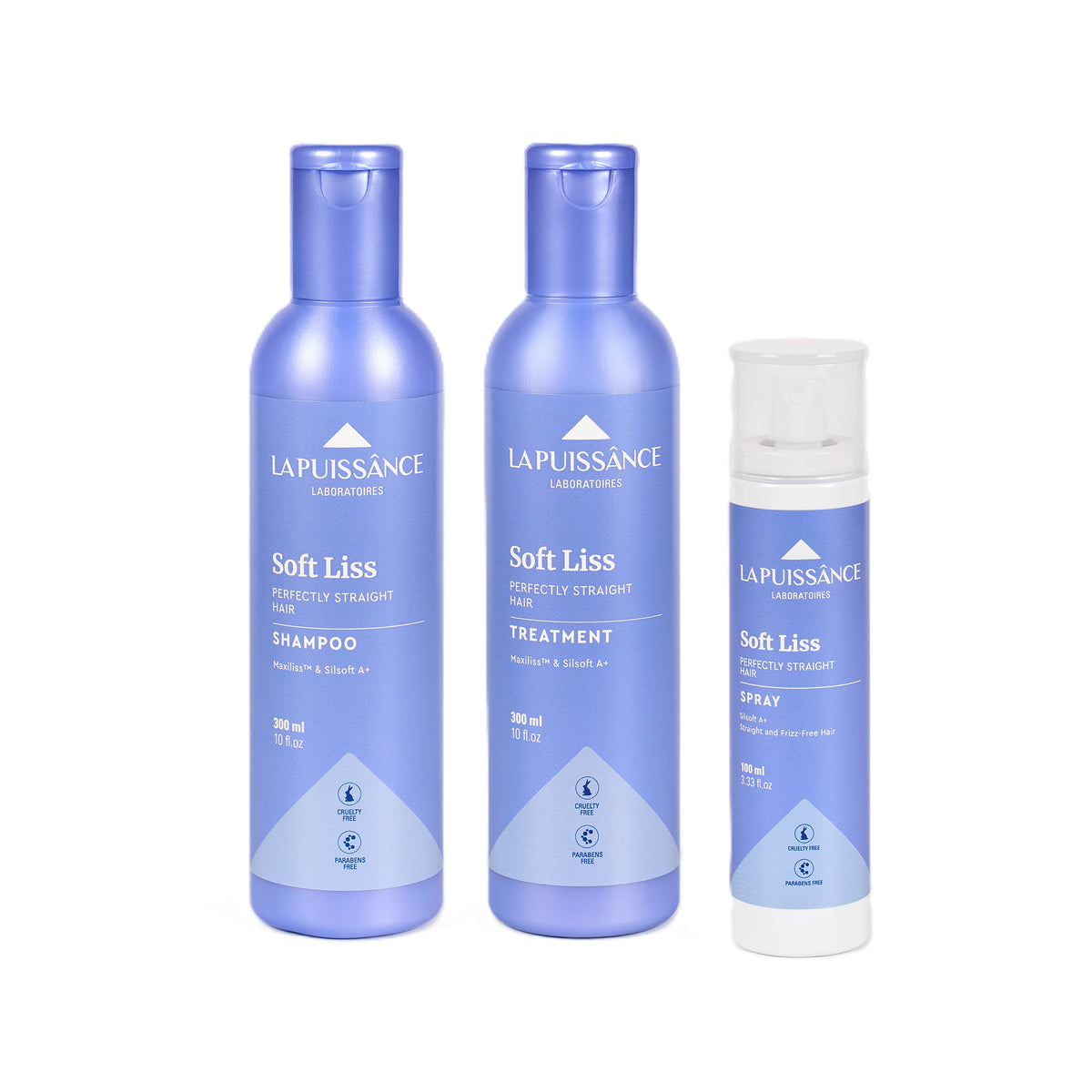 LA PUISSANCE Soft Liss 3-Step Maintenance Kit – Frizz Control & Shine System with Maxiliss & Silsoft A+ | Includes Shampoo, Conditioner & Spray | Sulfate-Free