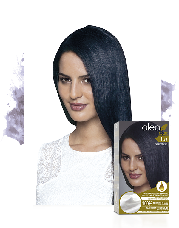 Alea Permanent Hair Color Cream Kit #1.88 Intense Blue Black - Negro Azul Intenso | Enriched with Nutritive Oils 100% Gray Cover