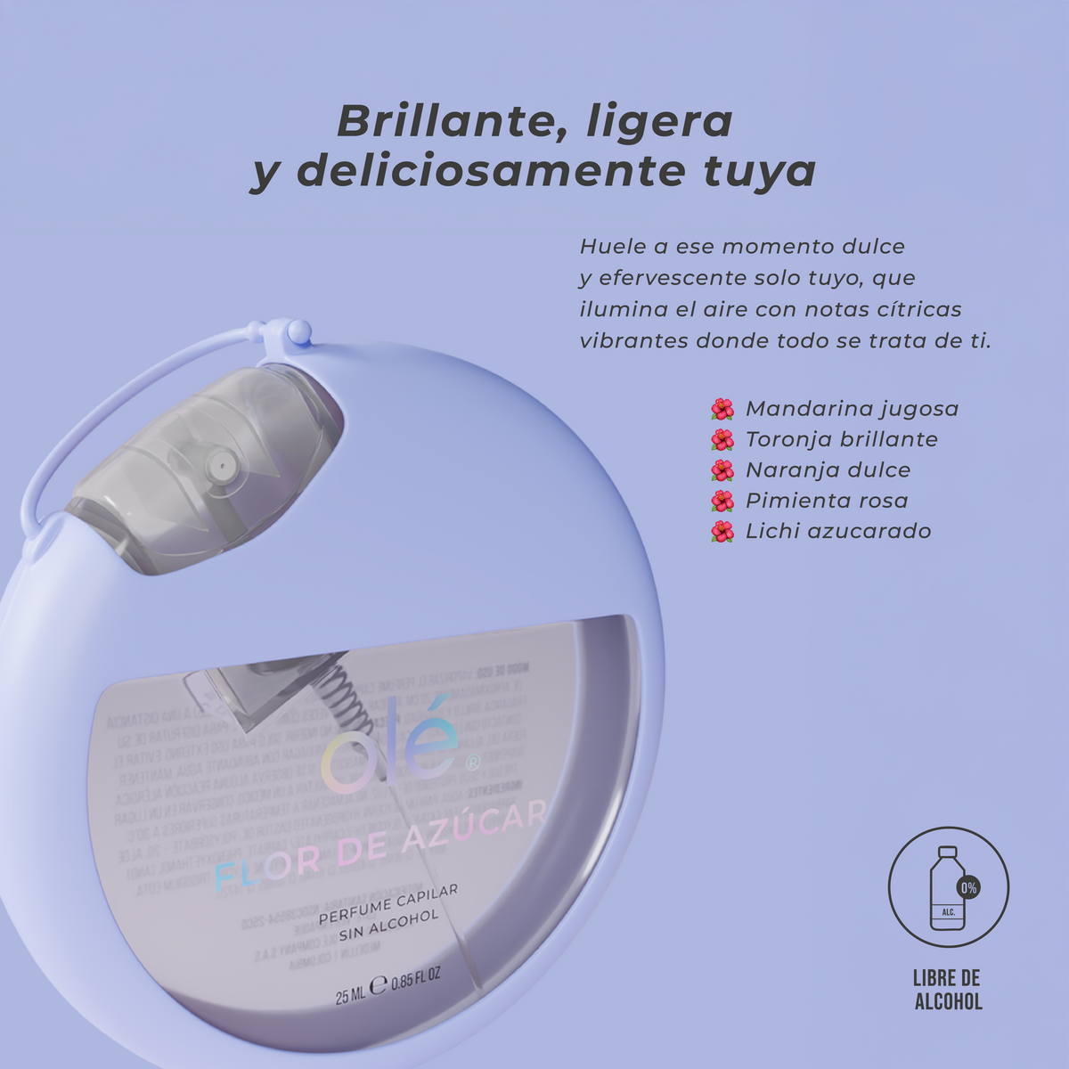 Olé Sugar Blossom · Perfume capilar sin alcohol con estuche · 25 ml