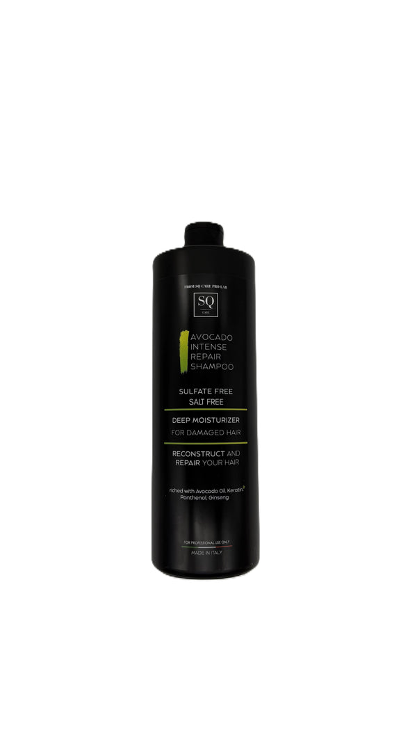 SQ Care Pro Lab Avocado Intense Repair Shampoo 33.8 fl.oz – Sulfate & Salt Free – Deep Moisture for Damaged Hair – Made in Italy