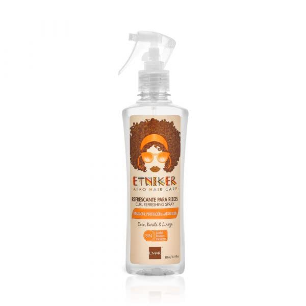 ETNIKER Curl Refresher Spray | Afro-textured, Curly & Wavy hair | Revive & Refresh | Coconut, Flaxseed, Shea Butter & Rambutan Seed Extract| Free from Silicones, Oils, Alcohol, Parabens by Lmar| Size: 10.14 fl oz (300 ml)