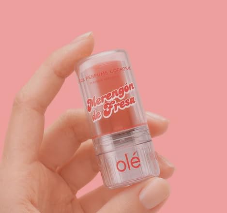 OLÉ Capilar Strawberry Merengón Jelly Fragrance Stick, 0.18 oz – Solid Body Fragrance, Sweet Strawberry Scent, Portable and Easy to Apply