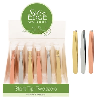 SATIN EDGE 24 PC. SLANT TIP TWEEZER DISPLAY DS