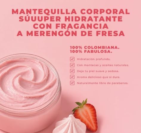 OLÉ Capilar Strawberry Merengón Body Butter, 150 ml – Hydrating & Nourishing Body Cream, Fast‑Absorbing Creamy Texture, Fruity & Creamy Fragrance