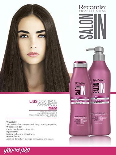 Recamier Professional Salon In +Pro Liss Control Hair 4 Piece Small Kit - Shampoo 10.1oz  + Conditioner 10.1oz  + Leave In Detangler 10.1oz + Deep Treatment Mask 10.58oz
