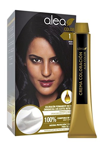 Alea Hair Color Cream Kit #1 Black - Negro | Permanent Hair Dye - Argan and Macadamia Oil - 100% Gray Coverage
