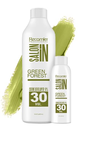 Recamier Professional Salon In Green Forest Creme Developer for Hair Coloring 9%-30 Vol. 30.43 fl.oz.