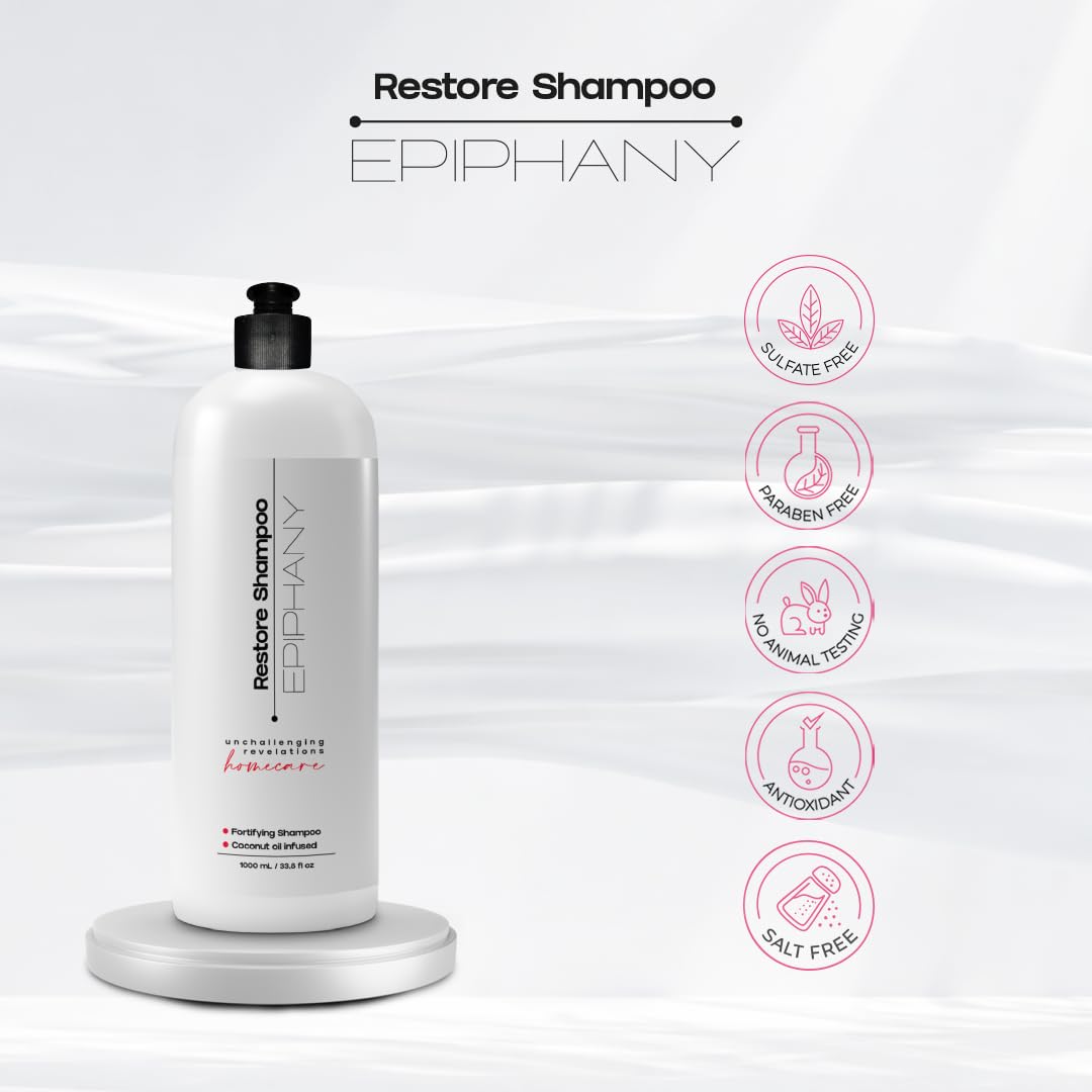 Epiphany Sulfate Free Shampoo – Hydrating Repair for Color Treated & Chemically Processed Hair | Coconut, Avocado & Argan Oil | UV Protection | Daily Use