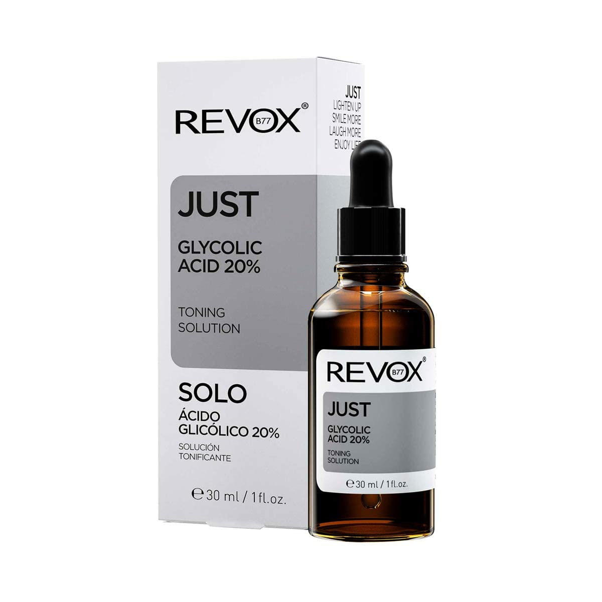 REVOX B77 JUST Glycolic Acid 20% An exfoliating solution for face and neck.