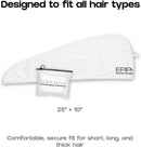 Epiphany Microfiber Hair Towel – Fast Drying, Super Absorbent & Soft Turban Wrap with Button Closure – Lightweight Hair Wrap for Curly, Straight, Thick or Fine Hair