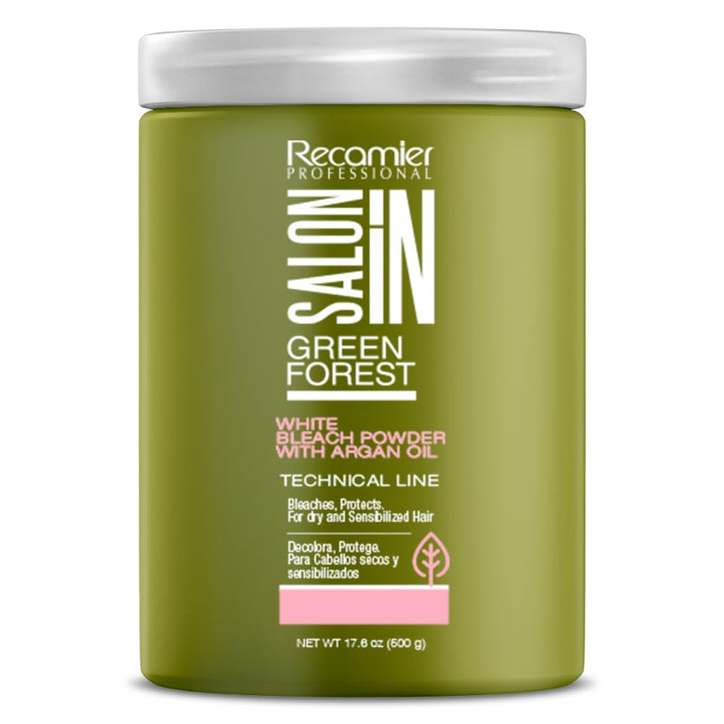 Recamier Professional Salon In Green Forest Hair White Bleach Powder with Argan Oil 17.6 oz