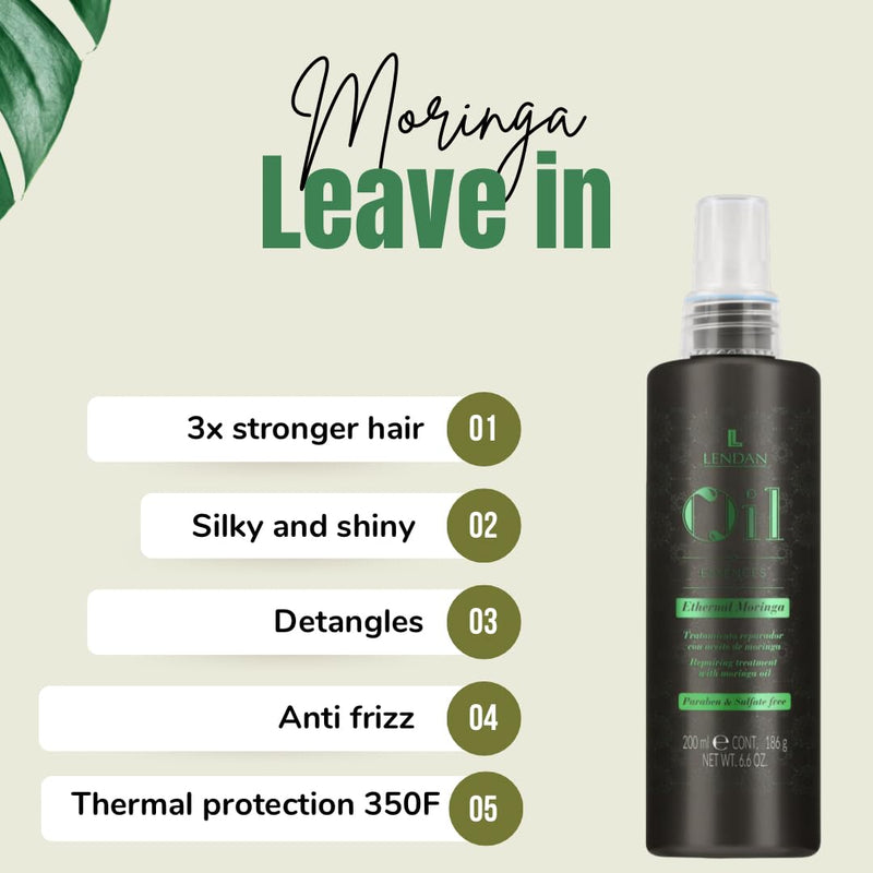 Moringa Oleifera Leaf LEAVE IN Conditioner for 3x stonger and healthy hair. Provides thermal protection up to 350F