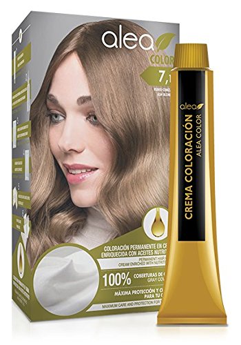 Alea Hair Color Cream Kit #7.1 Ash Blonde Color | Permanent Hair Dye - Argan and Macadamia Oil - 100% Gray Coverage