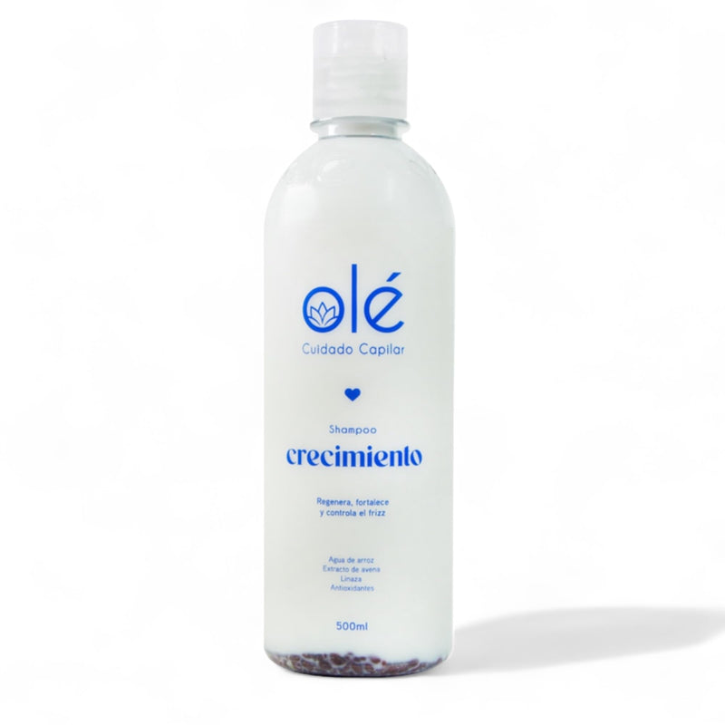 OLÉ Shampoo Rice & Linseed | Shampoo Arroz & Linaza | for Stronger, Thicker and Longer Hair - Soft and Shine, Growth Shampoo | Vitamine E, Water Rice, Linseed, Oats.