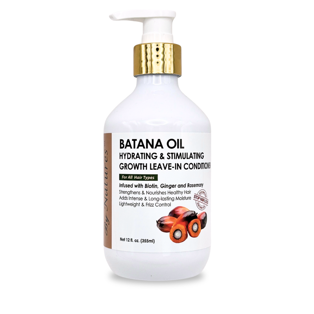 By Natures Batana Oil Hydrating & Stimulating Growth Leave-In Conditioner 12 fl.oz - Infused with Biotin, Ginger and Rosemary