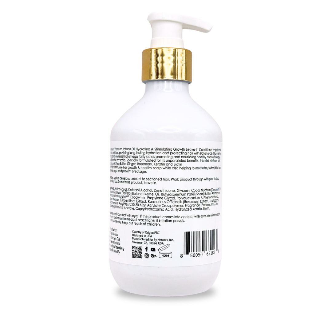 By Natures Batana Oil Hydrating & Stimulating Growth Leave-In Conditioner 12 fl.oz - Infused with Biotin, Ginger and Rosemary