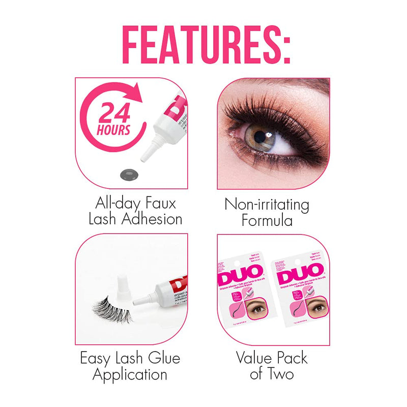 DUO Strip Eyelash Adhesive for Strip Lashes, Dark Tone, 0.25 oz, 2-Packs