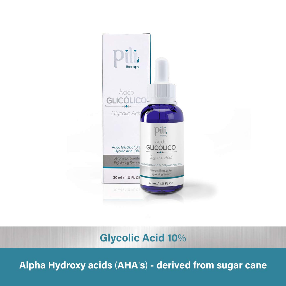 Pili Glycolic Acid 10% Concentration - | Skin Brightening, Smoothing, Exfoliating Serum | with AHA for Collagen and cell renewal Boost | 1 fl. oz bottle