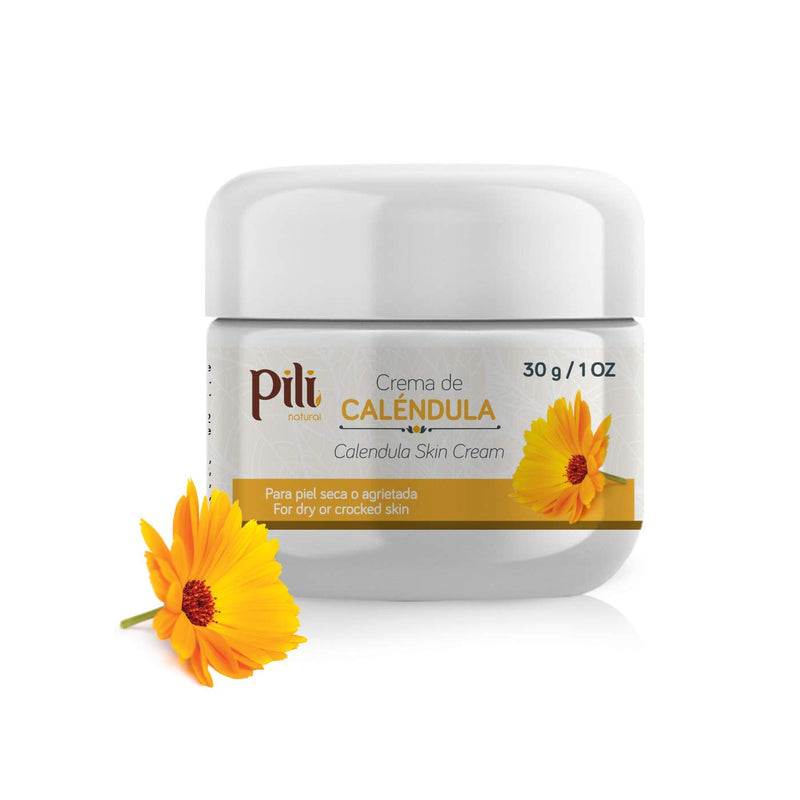 Pili Natural Calendula Cream - Moisturizing Cream for Rough, Dry, or Chapped Skin - Crema de Calendula (1 oz/Unit)