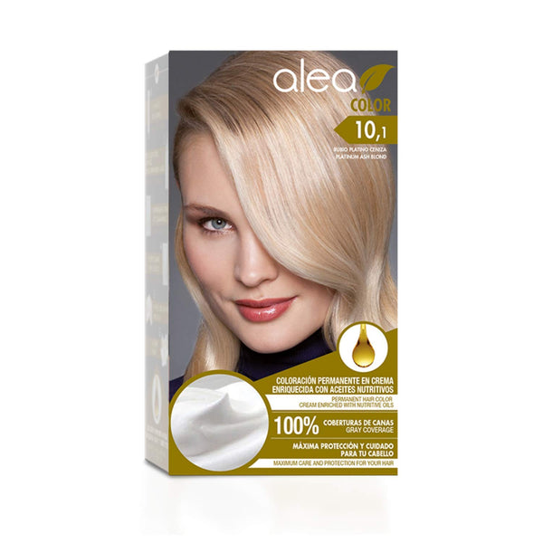 Alea Permanent Hair Color Cream Kit, Platinum Ash Blond #10.1, Nourishing, Long Lasting, Maximum Gray Coverage