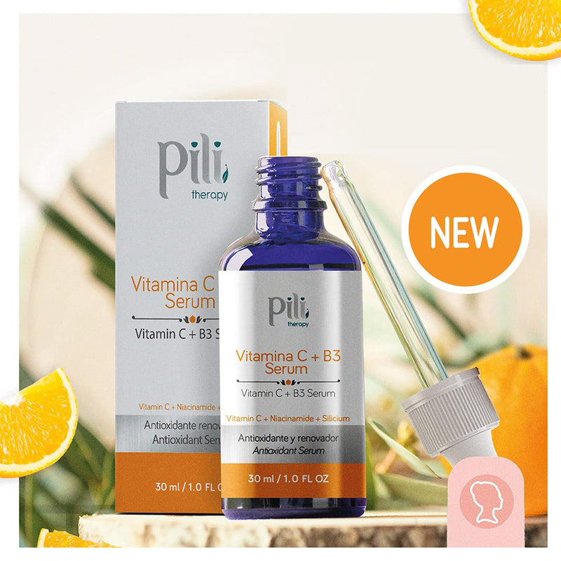Pili Vitamin C Serum plus niacinamide and organic silicium. For all skin types, even oily or acne-prone skins. 1 oz.