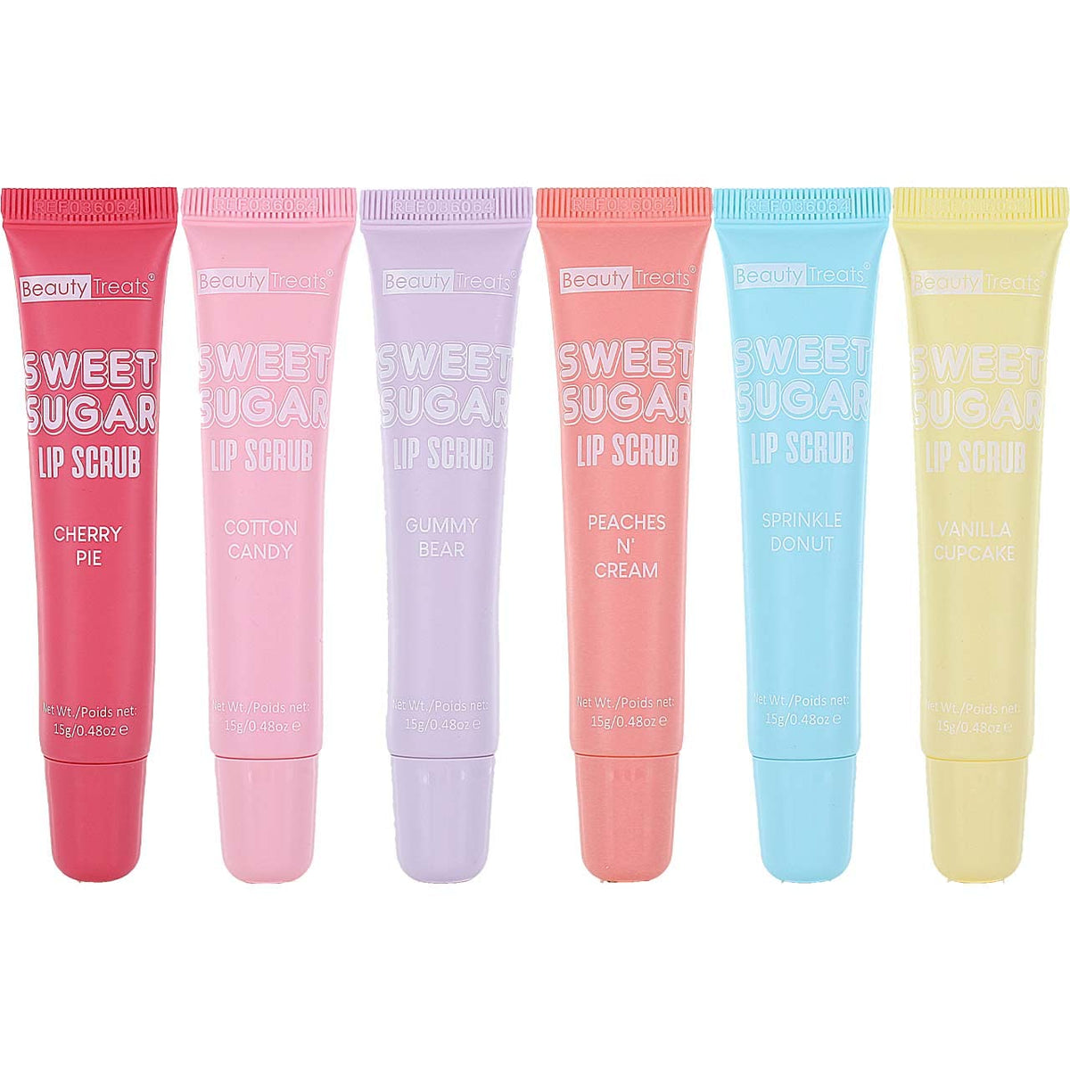 Beauty Treats Sweet Sugar Lip Scrub, Set of 6 Flavors 0.48oz each - Exfoliante Labial