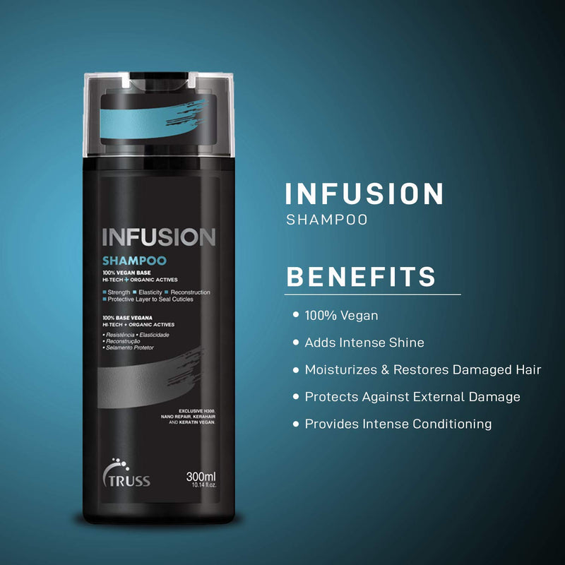 TRUSS Infusion Shampoo for Dry, Dull, Damaged Hair - 100% Vegan Base Keratin & Collagen Anti-aging, Color Safe Shampoo Deeply Hydrates, Protects & Restores for Strong, Soft, Shiny Hair