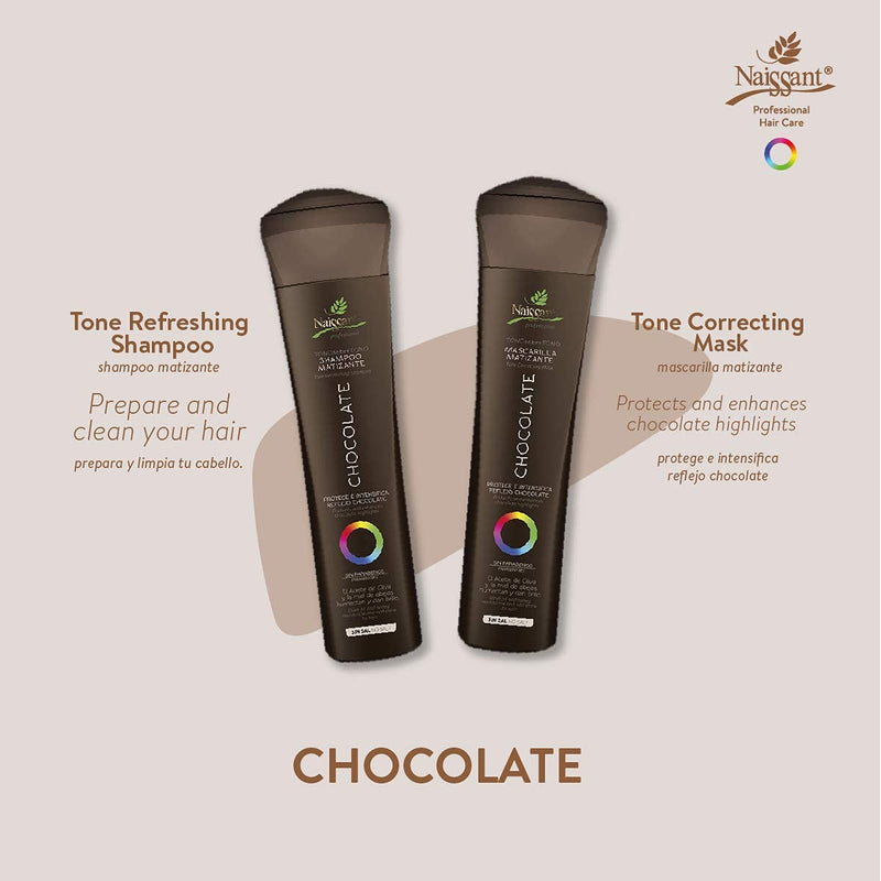 naissant Chocolate Hair Toning Set | Color Depositing | Refresh & Neutralize Brassy Tones | Paraben, Ammonia & Sulfate Free | Pro-Vitamin B5, Olive Oil & Honey (Chocolate) 10.1 Fl Oz