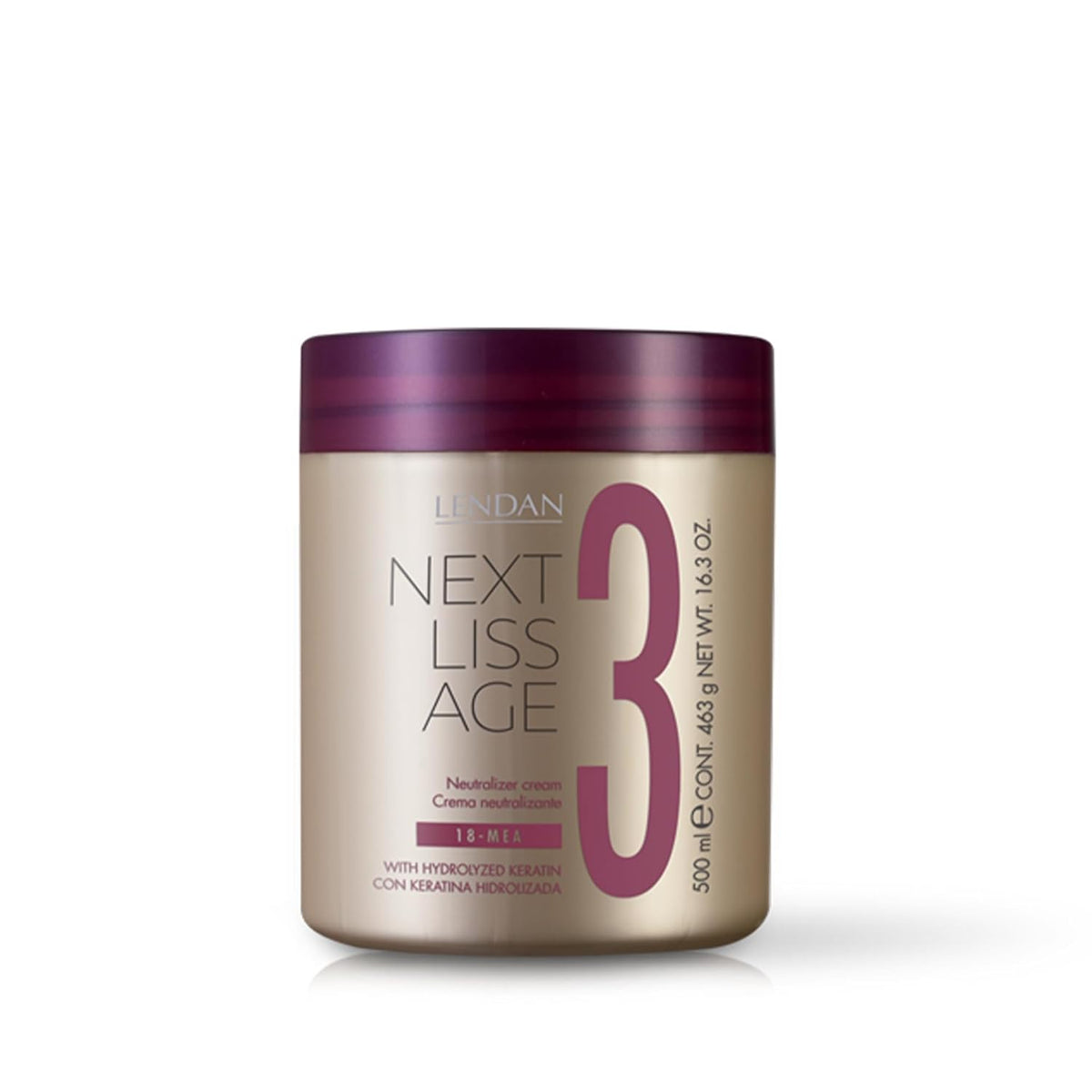 Lendan - Hair Conditioner - Neutralizing Cream Next Liss Age Nº3-500ml - Step 3 Professional Pack