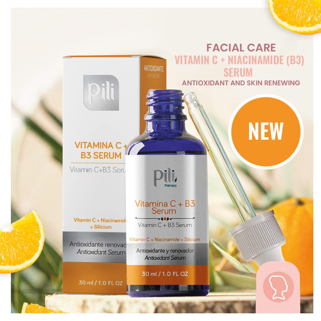 Pili Vitamin C Serum plus niacinamide and organic silicium. For all skin types, even oily or acne-prone skins. 1 oz.