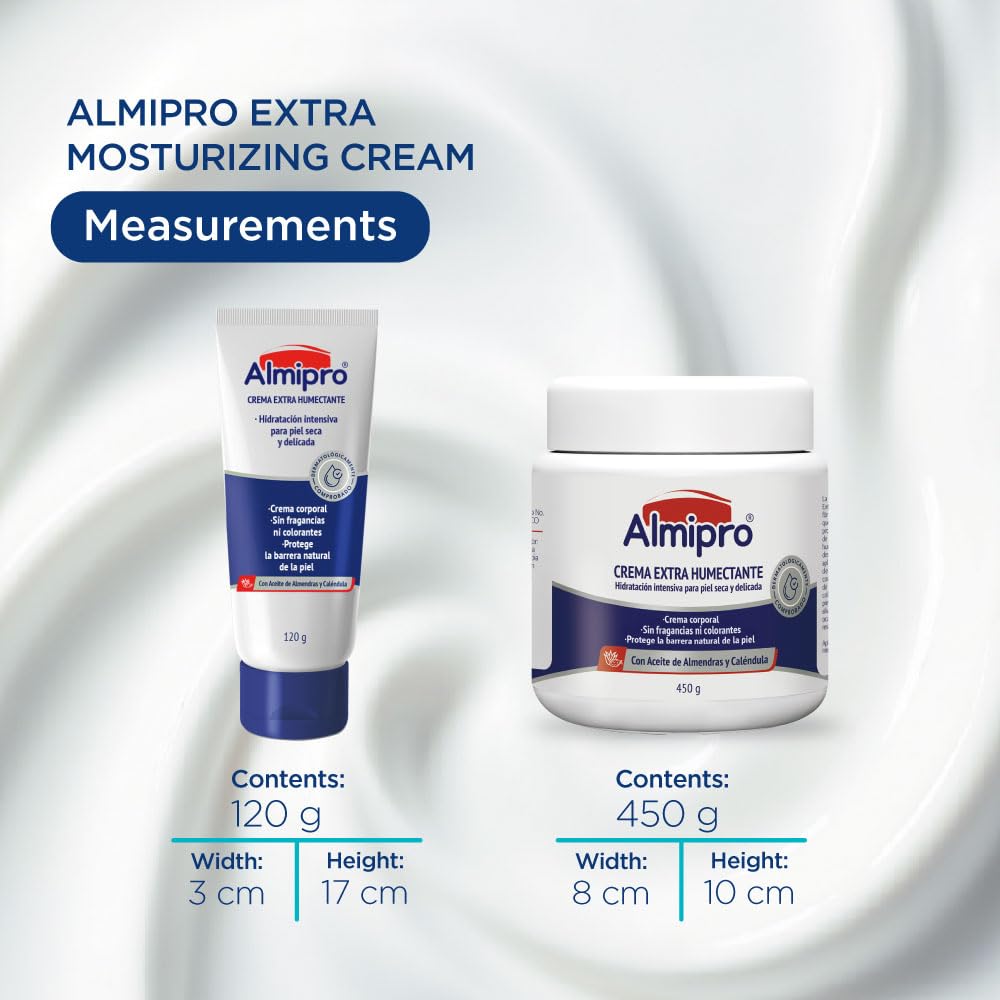 almipro Extra Moisturizing Cream for Dry, Delicate Skin – Intense Hydration with Calendula & Almond Oils – Nourishing Skin Barrier Cream for Fragile & Mature Skin – Fragrance-Free (4.2 oz)