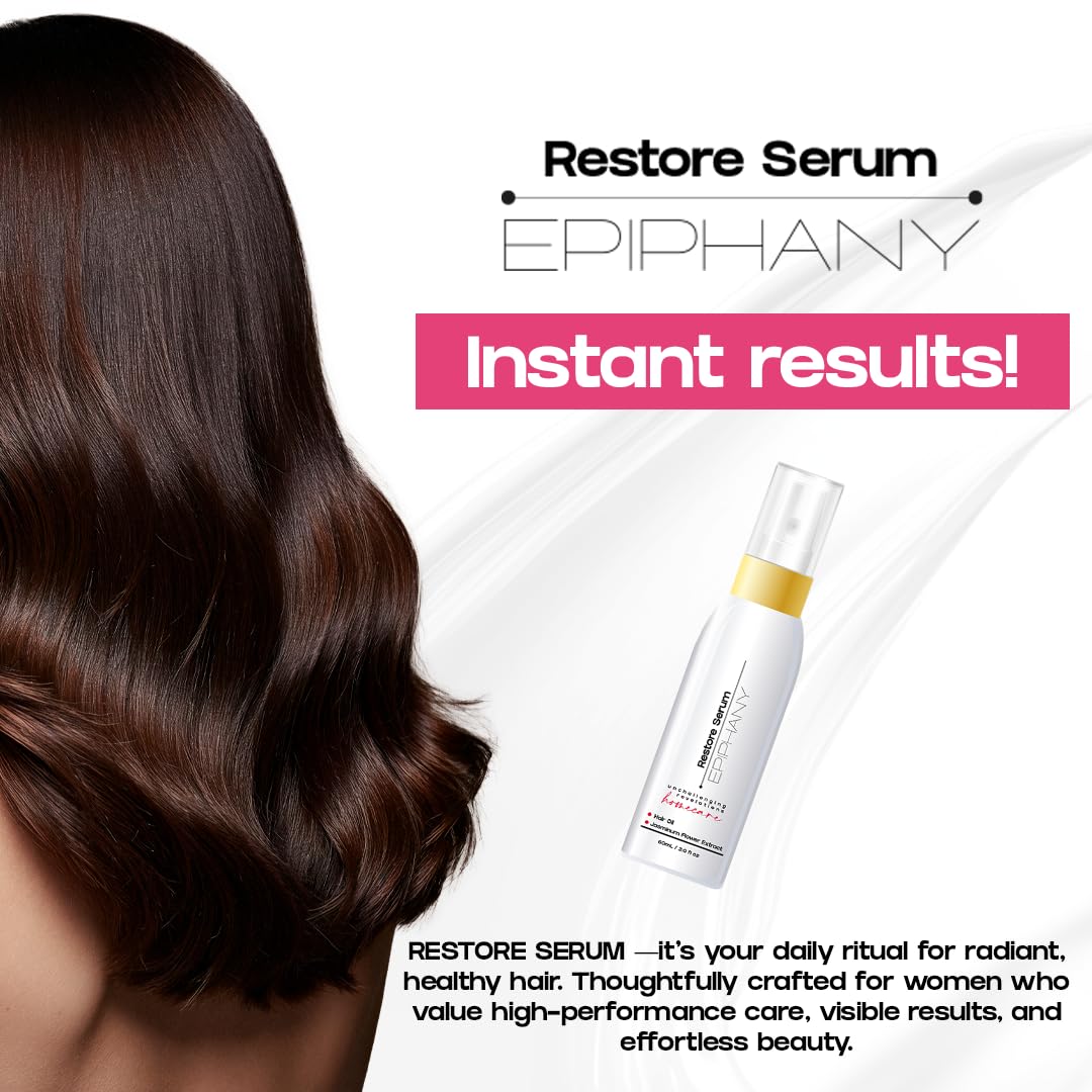 Epiphany Anti Frizz Hair Serum – Argan, Jojoba, Marula & Acai Oils | Split End Repair & Heat Protection | Intense Shine & Deep Hydration | Lightweight Formula
