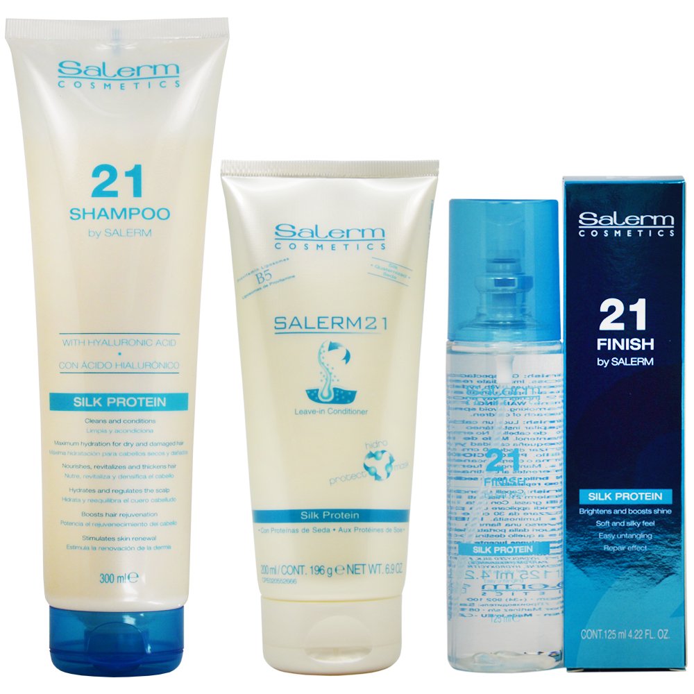 Salerm 21 Silk Protein Shampoo & Leave-in Conditioner (tube) +Finish Spray