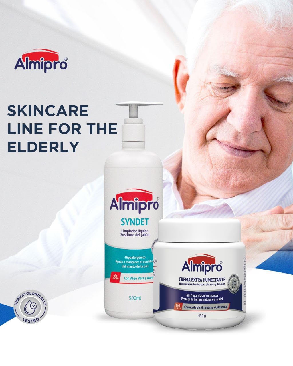 Almipro Syndet Skin Cleanser | Soap-free Moisturizing Body Wash with Aloe Vera & Oatmeal for Dry, delicate, sensitive Skin | Dermatologist Recommended | Bottle 16.9 fl. oz.