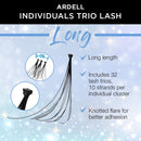 Ardell False Eyelashes Individual Lashes Trios Long Black - DIY Lash Clusters, Flared Volume, Strip Eyelash Extensions, 4 Pack
