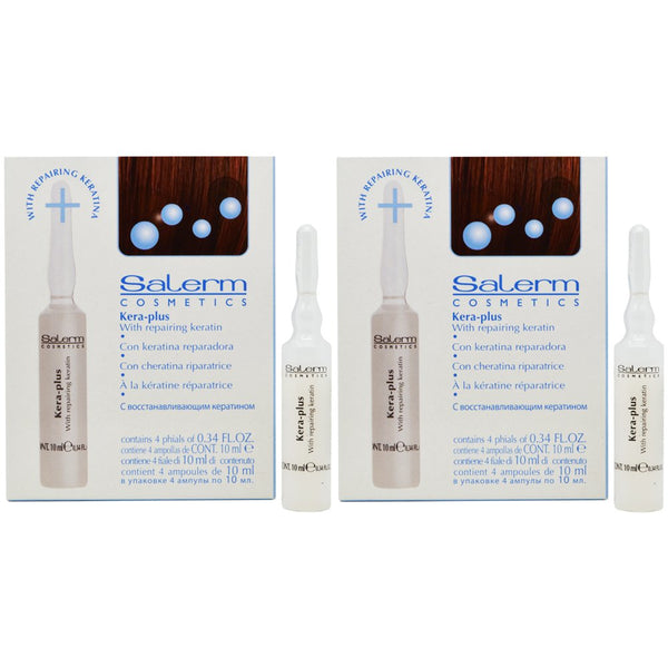 Salerm Cosmetics Kera Plus Hair Keratin Treatment - box of 4 vials (0.44oz ea) - 2 Pack