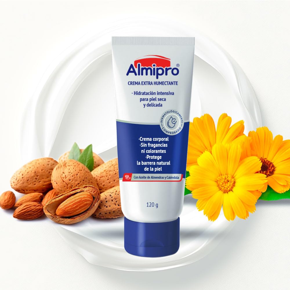 almipro Extra Moisturizing Cream for Dry, Delicate Skin – Intense Hydration with Calendula & Almond Oils – Nourishing Skin Barrier Cream for Fragile & Mature Skin – Fragrance-Free (4.2 oz)