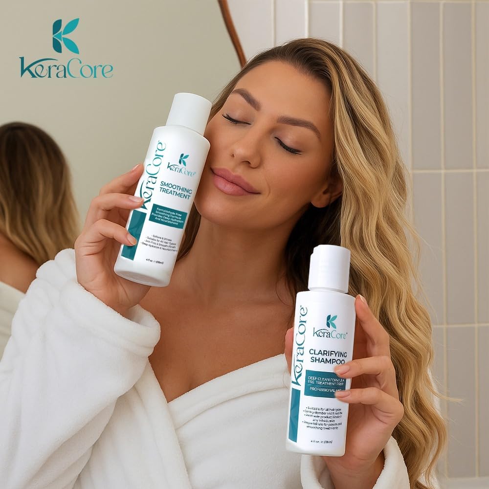 KeraCore Keratin Hair Treatment Kit | Semi-Permanent Hair Smoothing System with 30% Pro-Grade Power for Humidity-Proof 'Glass Hair' and All Day Confidence