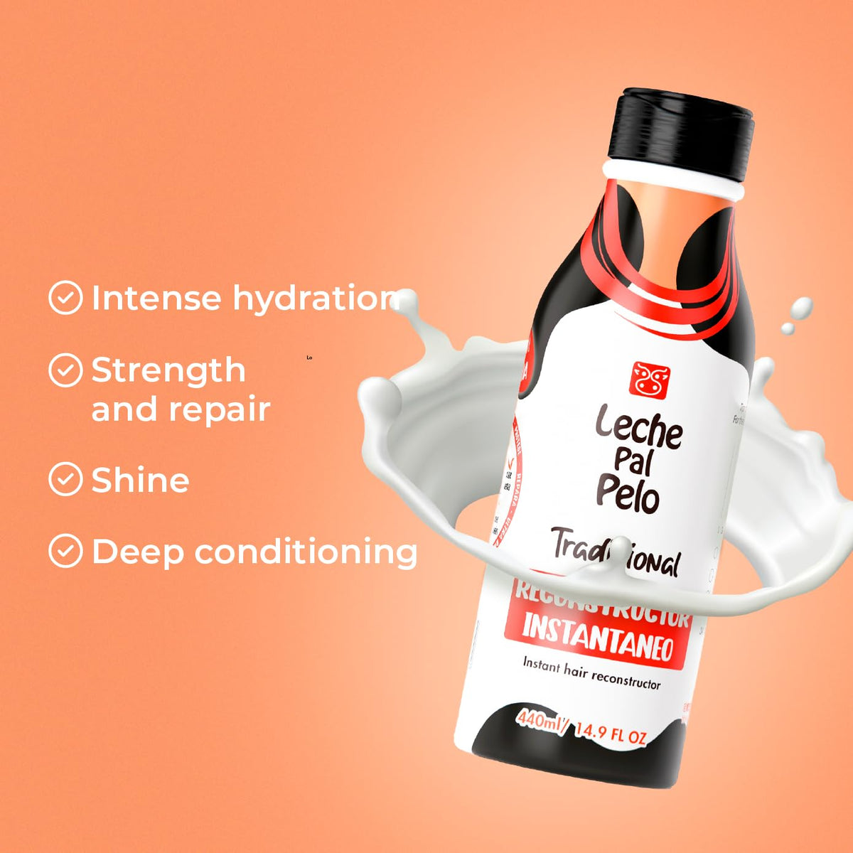 Leche Pal Pelo Tradicional Instant Hair Reconstructor  - Reconstructor Instantaneo para cabello normal a graso 14.9 oz.