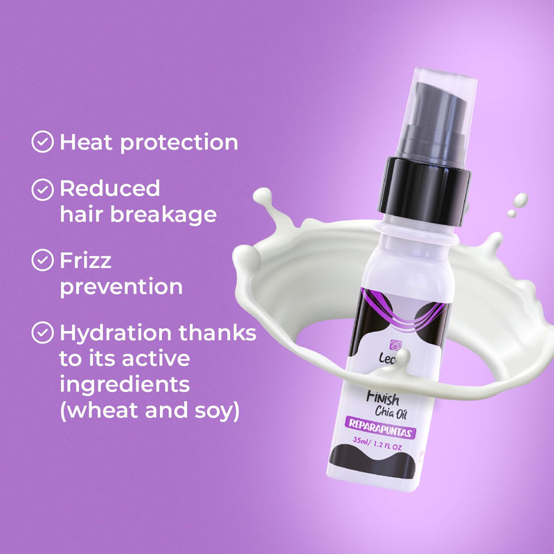 Leche Pal Pelo Finish Chia Hair Oil 1.2oz - Tratamiento de aceite reparador de puntas del cabello