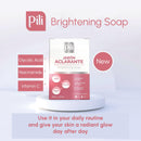 Pili Brightening Soap | Skin Brightening Soap for Face | Exfoliating Bar with Glycolic Acid, Vitamin C & Niacinamide | Even Skin Tone & Glowing Skin | Antioxidant Formula. 3.5 oz (2 Pack)