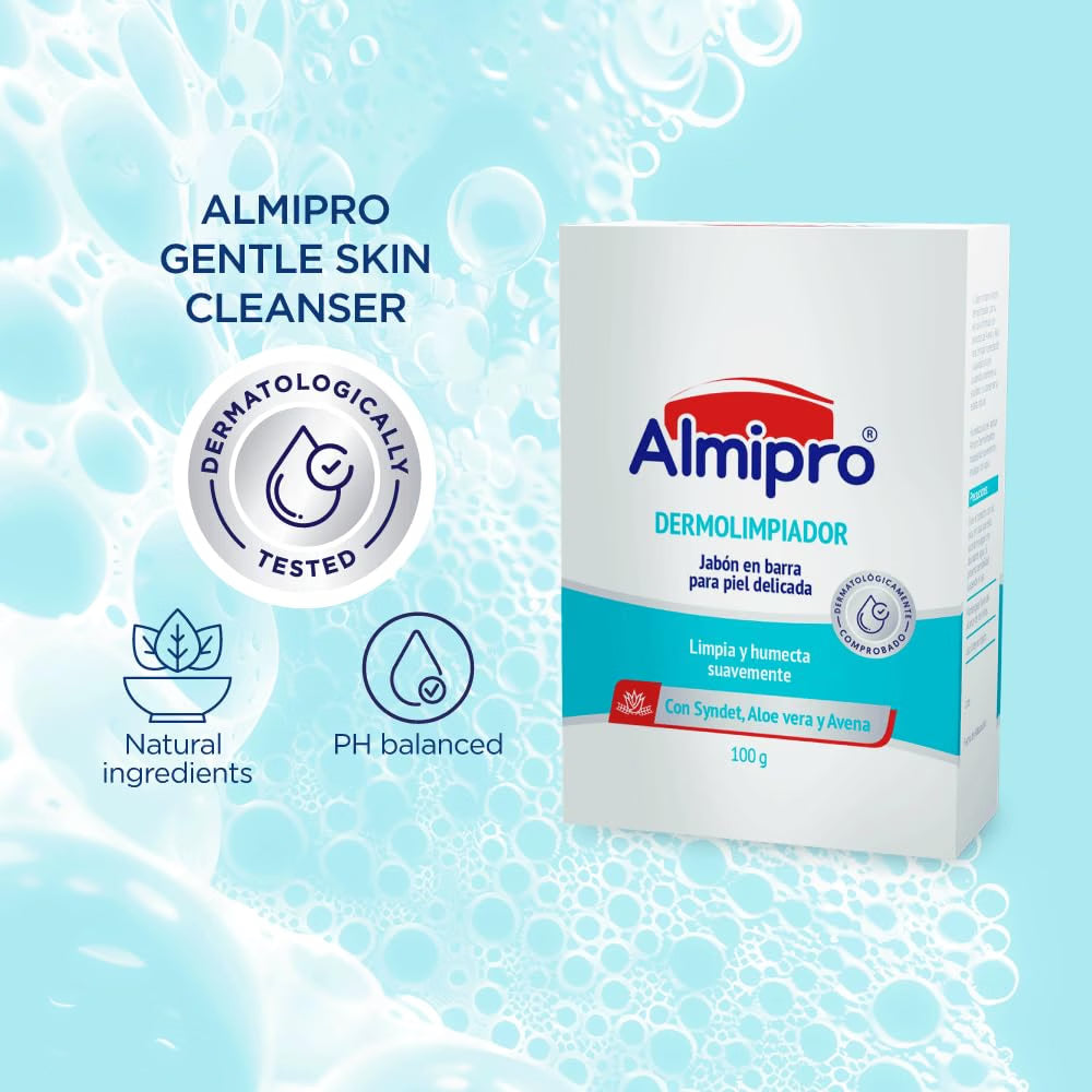 ALMIPRO - Face & Body Cleanser Bar Soap-Free Syndet with Oatmeal & Aloe Vera for Delicate Skin Gentle Wash Bar for All Skin Types 3.5 oz Bars, Pack of 3