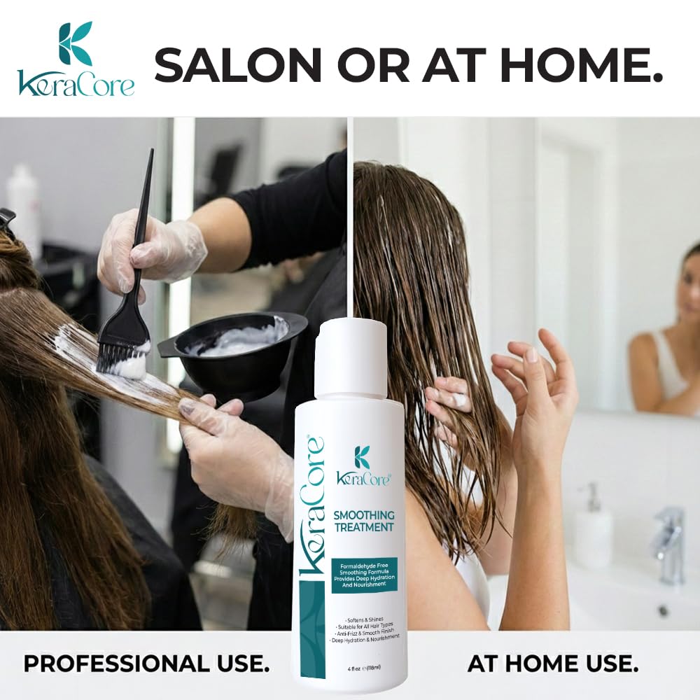 KeraCore Hair Smoothing Treatment | Professional-Grade Frizz Control & Repair System | 3 Months of Frizz-Free Freedom, Formaldehyde-Free | Effortlessly Beautiful Smooth Hair & Reduced Styling Time 4 Oz